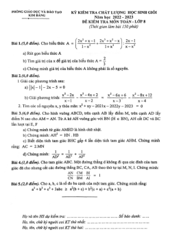 Đề học sinh giỏi Toán 8 năm 2022 – 2023 phòng GD&ĐT Kim Bảng – Hà Nam