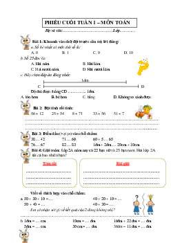 Phiếu bài tập cuối tuần môn Toán lớp 2 sách Cánh Diều - Tuần 1