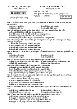 Đề thi HSG môn Địa 12 tỉnh Quảng Nam 2019 (có đáp án)