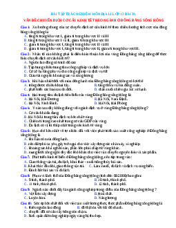Trắc nghiệm Địa 12 bài 33 có đáp án: Vấn đề chuyển dịch cơ cấu kinh tế theo ngành ở đồng bằng Sông Hồng