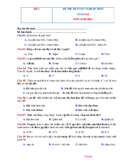 Đề thi TN THPT năm 2022 môn sinh học mã đề 1 (có đáp án và lời giải chi tiết)