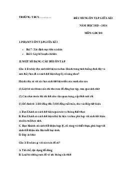 Đề cương ôn tập giữa học kì 2 môn Giáo dục công dân 8 sách Cánh diều