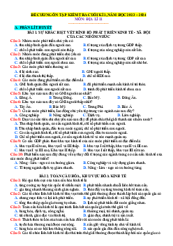 Đề ôn thi Học Kỳ 1 Địa 11 Kết Nối Tri Thức (Có đáp án)