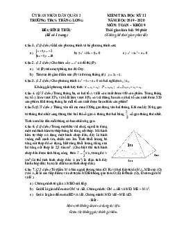 Đề thi HK2 Toán 9 năm 2019 – 2020 trường THCS Thăng Long – TP HCM