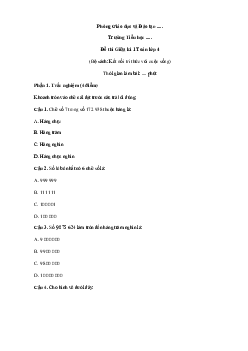 Đề thi giữa học kì 1 môn Toán 4 năm 2023 - 2024 sách Kết nối tri thức với cuộc sống | đề 3