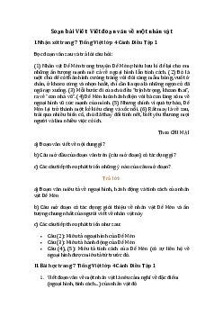 Viết: Viết đoạn văn về một nhân vật lớp 4 trang 7 Cánh Diều