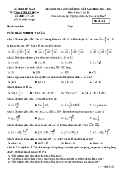 Đề giữa học kỳ 1 Toán 10 năm 2023 – 2024 trường THPT Lê Hoàn – Hà Nam