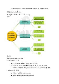 Giải Công nghệ 6: Ôn tập chủ đề 2: Bảo quản và chế biến thực phẩm | Cánh diều