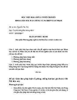 Bài tập thực hành- phương pháp nghiên cứu khoa học xã hội và nhân văn