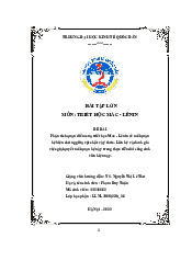 Phân tích quan điểm của triết học Mác - Lênin về mối quanhệ biện chứng giữa vật chất và ý thức - Triết học Mác Lenin| Đại học Kinh Tế Quốc Dân
