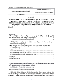 Tiểu luận cuối kỳ - Triết học Mác - Lênin | Trường Đại học CNTT Thành Phố Hồ Chí Minh