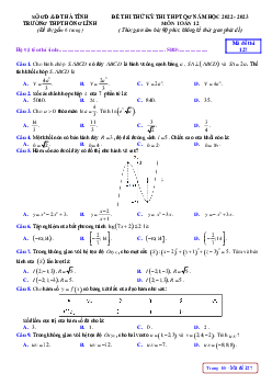 Đề thi thử THPT QG 2023 môn Toán trường THPT Hồng Lĩnh – Hà Tĩnh