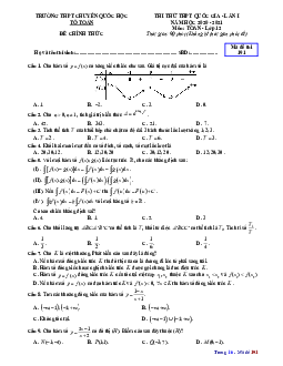 Đề thi thử Toán tốt nghiệp THPT 2021 lần 1 trường chuyên Quốc học Huế