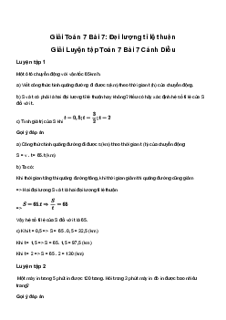 Giải Toán 7 Bài 7: Đại lượng tỉ lệ thuận | Cánh diều