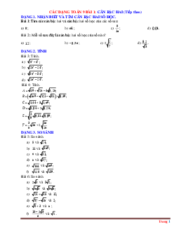 Các dạng toán 9 Bài 1: Căn bậc hai tiếp theo (có đáp án và lời giải chi tiết)