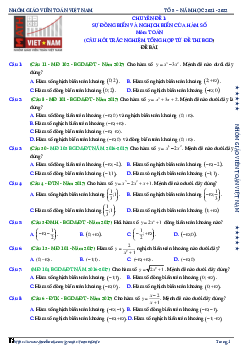 Bài toán hàm số trong đề thi THPT môn Toán của Bộ GD&ĐT (2017 – 2021)