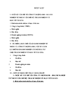 Tóm tắt lý thuyết môn học Luật kinh tế nội dung về: Loại hình công ty hợp danh