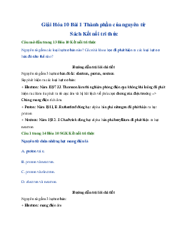 Giải Hóa 10 Bài 1 Thành phần của nguyên tử Sách Kết nối tri thức