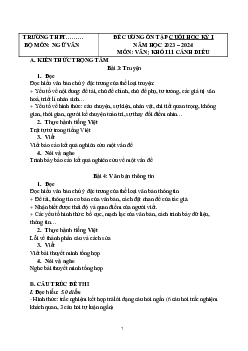 Đề cương ôn tập học kì 1 môn Ngữ văn 11 sách Cánh diều