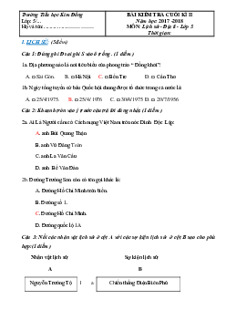 Đề thi học kì 2 môn Lịch sử - Địa lý lớp 5 trường Tiểu học Kim Đồng, Quảng Nam năm 2017 - 2018