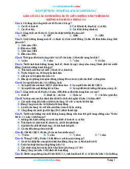 Trắc Nghiệm Lịch Sử 9 Bài 2: Liên Xô và các nước Đông Âu từ giữa những năm 70 đến đầu những năm 90 của thế kỉ XX (có đáp án)