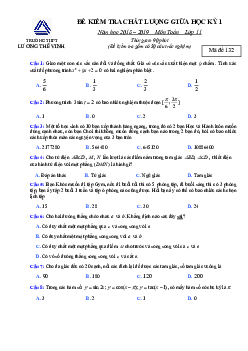 Đề kiểm tra giữa HK1 Toán 11 năm 2019 – 2020 trường Lương Thế Vinh – Hà Nội