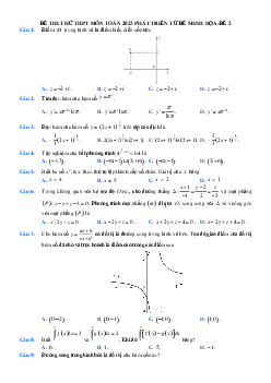 Đề thi thử THPT Quốc gia 2023 môn Toán bám sát đề minh họa - Đề 2 (có lời giải)
