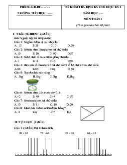 Đề thi học kì 1 môn Toán 2 năm 2023 - 2024 sách Chân trời sáng tạo | Đề 1