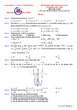 Đề thi thử Toán THPTQG 2020 lần 1 trường THPT Hoàng Lê Kha – Thanh Hóa