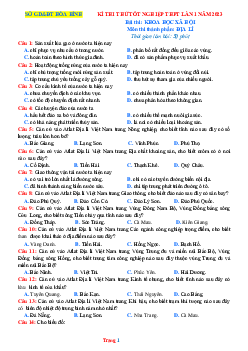 Đề thi thử THPT Quốc gia năm 2023 môn Địa Lí của Sở GD&ĐT Hòa Bình lần 1 (có đáp án)