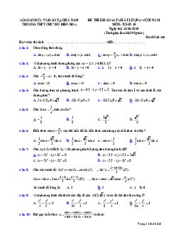 Đề KSCL Toán 10 cuối năm học 2019 – 2020 trường chuyên Biên Hòa – Hà Nam
