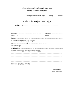 Giấy xác nhận thực tập tốt nghiệp
