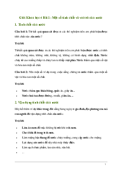 Giải Khoa học lớp 4 Bài 1: Tính chất của nước và nước với cuộc sống | Kết nối tri thức