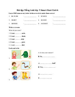 Bài tập Tiếng Anh lớp 3 Smart Start Unit 6 Clothes