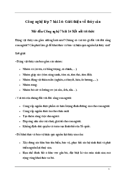Giải Công nghệ 7 Bài 14: Giới thiệu về thủy sản | Kết nối tri thức