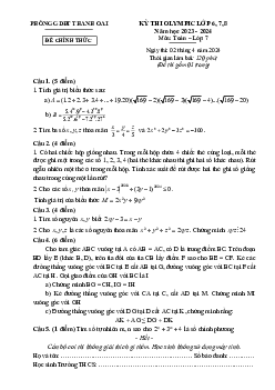 Đề thi Olympic Toán 7 năm 2023 – 2024 phòng GD&ĐT Thanh Oai – Hà Nội