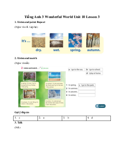 Giải BT Tiếng Anh 3 Wonderful World Unit 10 Our World Lesson 3