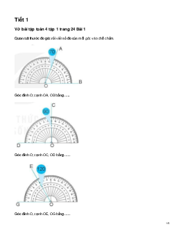 Vở bài tập Toán lớp 4 trang 24 Bài 7: Đo góc, đơn vị đo góc Kết nối tri thức