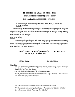 Đề thi kinh tế chính trị mác - lênin