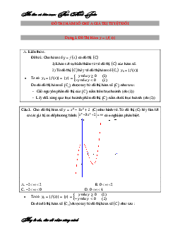 Các dạng toán đồ thị hàm số chứa dấu giá trị tuyệt đối – Phạm Minh Tuấn Toán 12