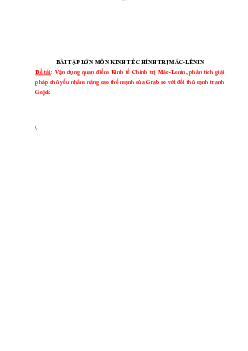 Bài tập lớn Kinh tế chính trị Mác - Lênin | Đại học Sư Phạm Hà Nội
