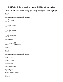 Giải Toán 6 Bài tập cuối chương 6 - Chân trời sáng tạo