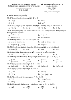 Đề thi giữa kỳ 2 Toán 10 năm 2020 – 2021 trường Nguyễn Tất Thành – Hà Nội