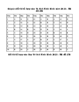 Đề thi vào 10 môn Tiếng Anh năm 2023 - 2024 sở GD&ĐT Ninh Bình