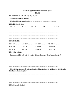 Bộ đề ôn tập hè lớp 1 lên lớp 2 môn Toán năm 2024