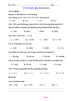 Bộ đề ôn tập Toán 3 giữa học kỳ 2 năm 2022-2023