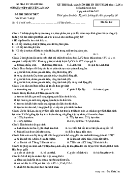 Đề thi thử THPT Quốc gia 2022 môn Sinh học lần 2 trường THPT Chuyên Lam Sơn, Thanh Hóa