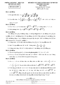 Đề HSG cấp huyện Toán 9 năm 2022 – 2023 phòng GD&ĐT Nam Trực – Nam Định