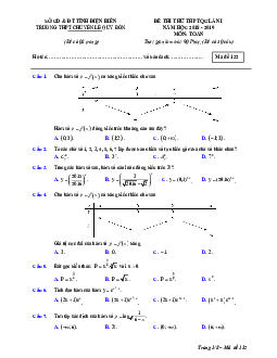 Đề thi thử Toán THPTQG 2019 trường THPT chuyên Lê Quý Đôn – Điện Biên lần 1