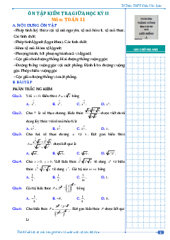 Đề cương giữa kỳ 2 Toán 11 năm 2023 – 2024 trường THPT Châu Văn Liêm – Cần Thơ